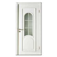 Wholesale White Color Lattice Bar Hollow Glass Decorative Cheap Prices Interior Room Security Solid Wood Door